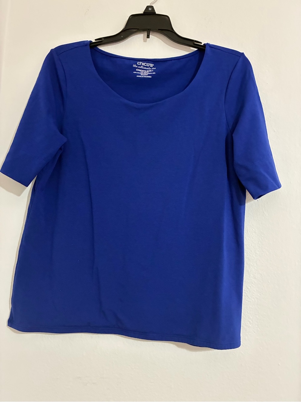 Chico's Cobalt Scoop Neck Short Sleeve Top